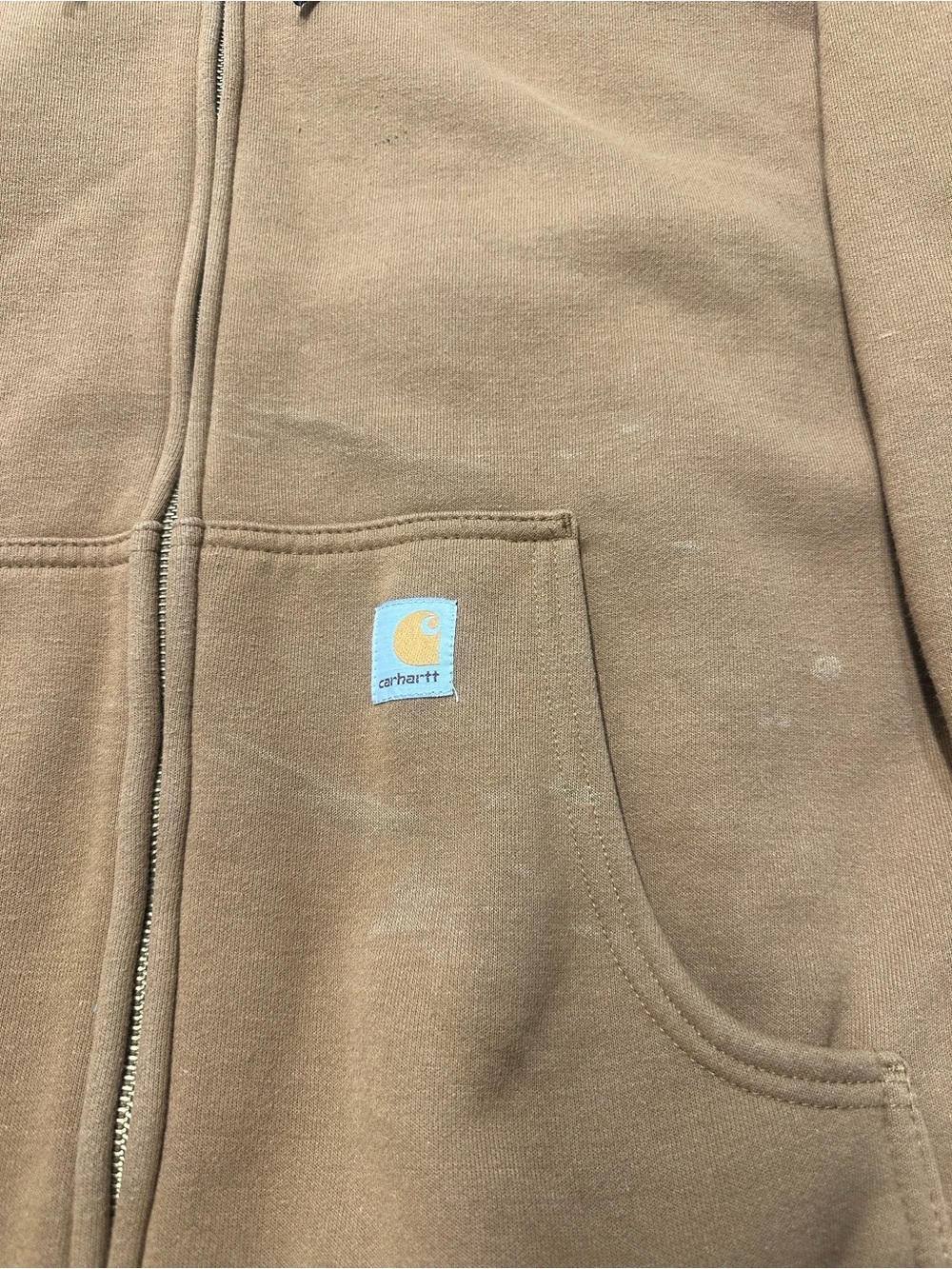 Vintage Carhartt Tan Full-Zip Hooded Work Hoodie - Picture 2 of 9